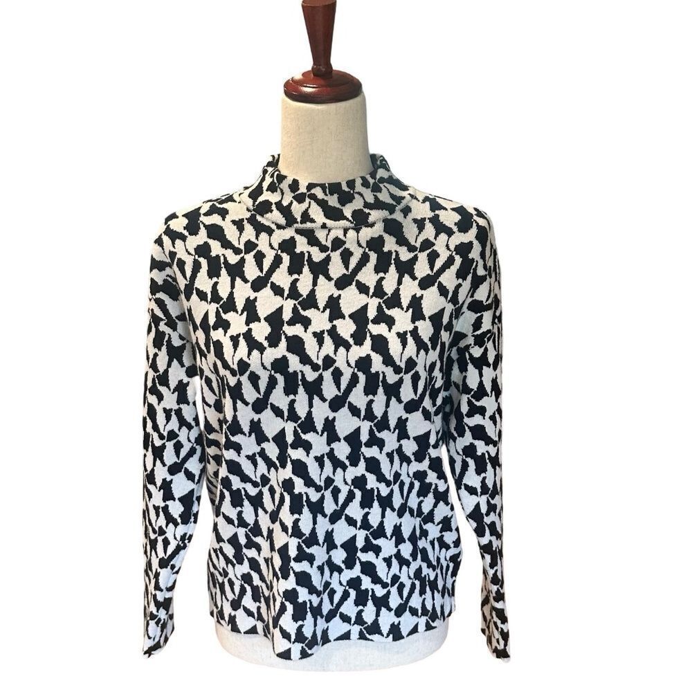 Philosophy Black & White Long Sleeve Sweater Mock Neck SOFT Size S-P